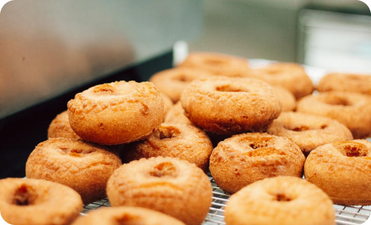 Bagels being baked.